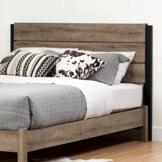Queen Munich Platform Bed Set Weathered Oak - South Shore image {2}
