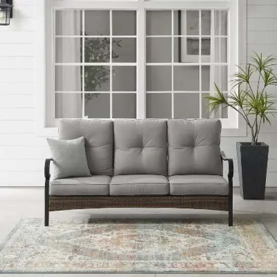 Dahlia Outdoor Steel Sofa Taupe/Matte Black - Crosley image {2}