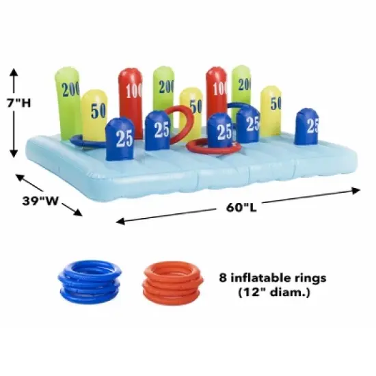 HearthSong Giant Inflatable Ring Toss Backyard Carnival Game with 60 Inch Vinyl Inflatable Scoring Mat image {3}
