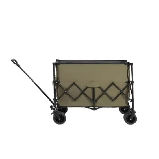 Collapsible Wagon 220lbs w/ Big Wheels Foldable Wagon Carts, Heavy Duty 300L Folding Utility Garden Cart with Big All-Terrain Wheels & Drink Holders image {8}