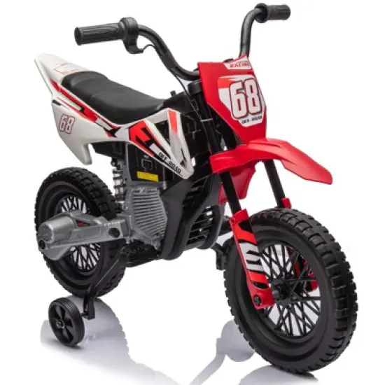 12V Electric Dirt Bike, Kids Electric Motorcycle with 25W*2 Motor, Twist Grip Throttle, Training Wheels, Spring Suspension image {10}