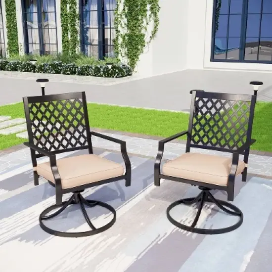 7pc Metal Dining Set with Expandable Table & 6 Swivel Chairs - Captiva Designs image {5}