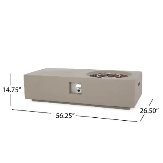 GDFStudio Fernhill Outdoor 50,000 BTU Lightweight Concrete Rectangular Fire Pit Table with Tank Holder, Light Gray image {2}
