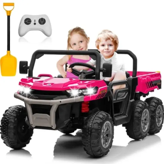 24V 2 Seater Ride on Car Dump Truck, 4WD Powerful Kids UTV w/2.4G Remote, 3 Adjustable Speed, Bluetooth Music, Spring Suspension image {11}