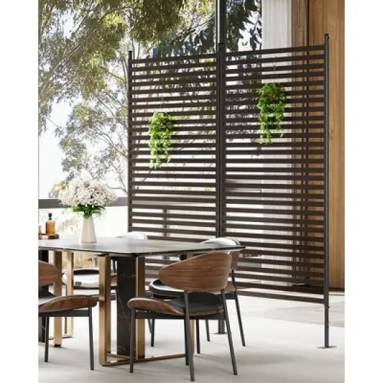 GustoWave 72" H&times;36" W Freestanding Metal Privacy Screen for Outdoor Patio - Heavy-Duty Rust-Resistant Decorative Fence Panel | Patio Privacy Screen image {4}