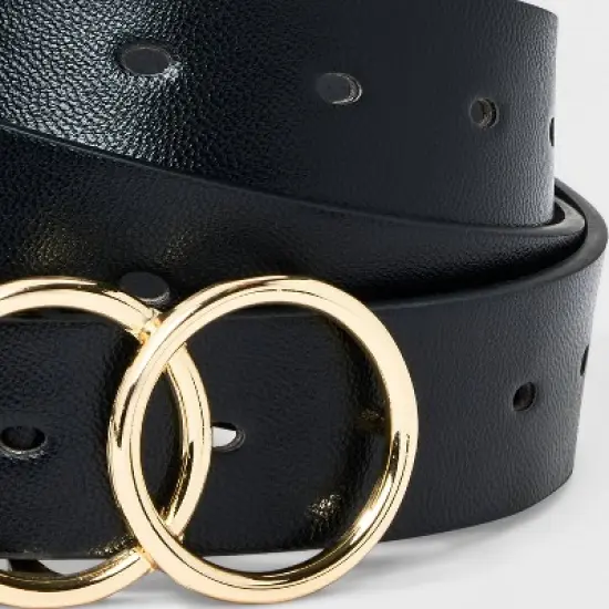 Women's Double Buckle Belt - Ava & Viv&trade; Black image {2}