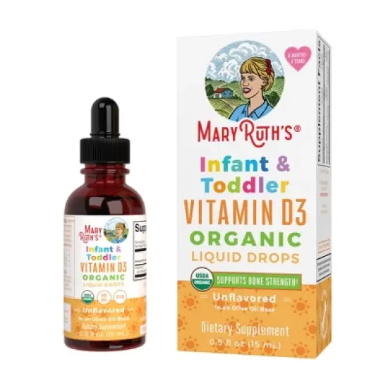 MaryRuth's Infant & Toddler Vitamin D3 Drops, Unflavored, Org, 0.5 oz image {3}