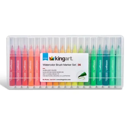 KINGART Brush Tip Markers 36 Colors image {1}