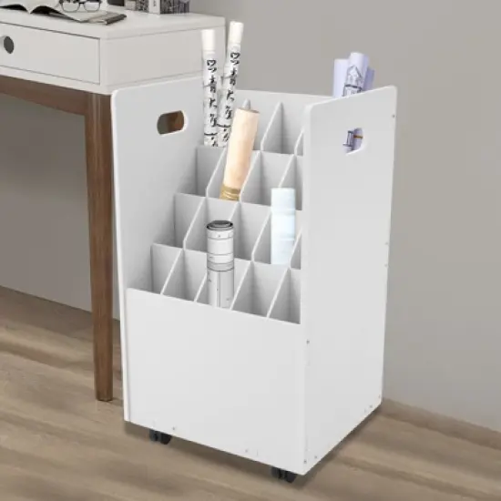 YIYIBYUS 20-slot Roll File Organizer, Movable File Storage Cart, Roll Document Holder image {1}