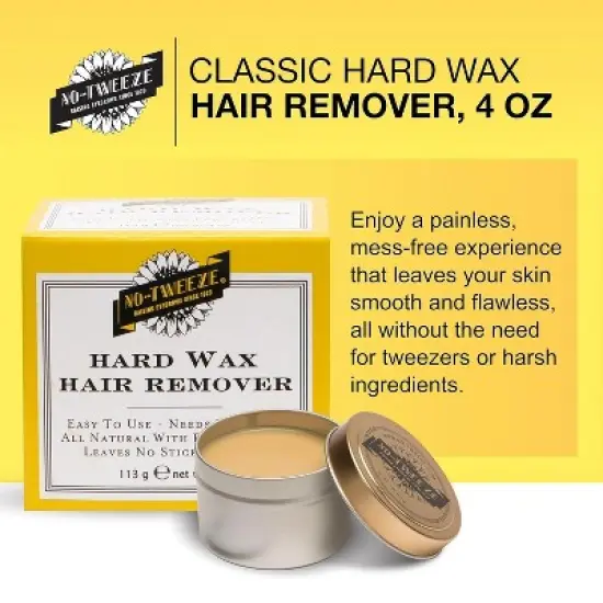 No-Tweeze Hard Wax Hair Remover - 4 oz (PACK OF 2) Innovative Waxing Solution for Unwanted Hair, Leaves Skin Silky Smooth image {3}
