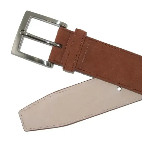 CrookhornDavis Men's Siena Suede Calfskin Dress Belt with Solid Brass Buckle image {3}