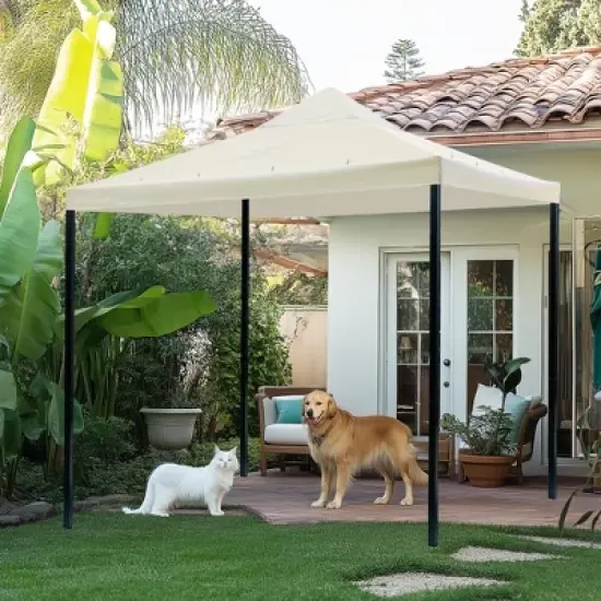 Yescom 10x10Ft Gazebo Top Replacement for beach cabanas for 1 Tier Outdoor Canopy Cover Patio Garden Yard Party White image {2}