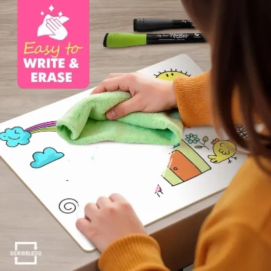 SCRIBBLEDO Ruled Lined Dry Erase Board 9"x12" Pack of 10 image {4}