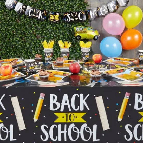 Blue Panda 3 Pack Plastic Table Covers for Back to School Party Decorations (54 x 108 In) image {1}