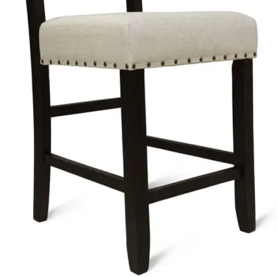 2pk Eliza Button Tufted Counter Height Barstool Black/Beige - HOMES: Inside + Out image {3}