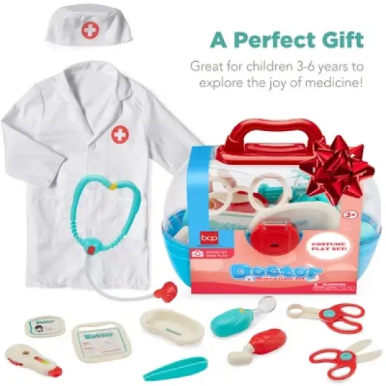 Best Choice Products Pretend Play Doctor Kit, Boys & Girls Doctor Outfit w/ 18 Accessories, Coat, Hat, Carrying Case image {4}
