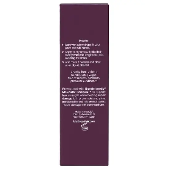 Kristin Ess + Hair Serum for Frizz & Damaged Hair  - Peptide Bond Repair with Heat Protectant - 1.7 fl oz image {18}