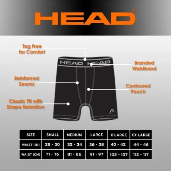 Head 6 Pack Men's Athletic Boxer Briefs Breathable Stretch No Fly Tagless Underwear image {4}