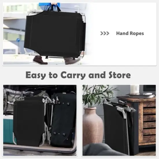 Costway 2 PCS Foldable Sun Shading Lounge Chair Adjustable Beach Sunbathing Recliner Black image {5}