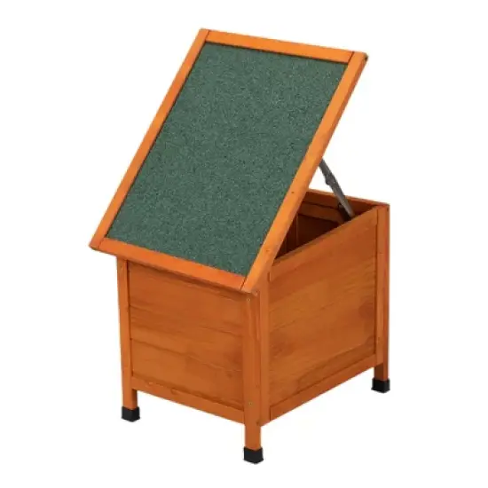 DOMETOUR Modern Wooden Rabbit Cat Dog Hutch, Indoor/Outdoor Retreat House with Openable Roof for Small Pets, Weatherproof image {7}