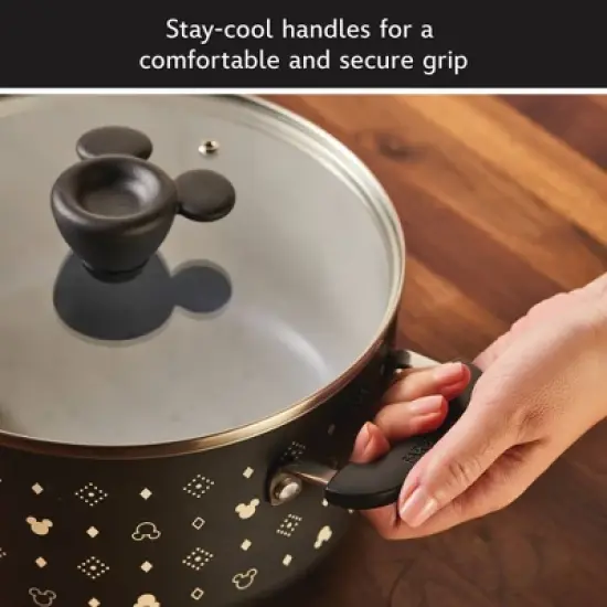 Farberware Disney Monochrome 5.5qt Ceramic Nonstick Stockpot with Lid Black: Dishwasher-Safe, Gas & Electric Compatible image {7}
