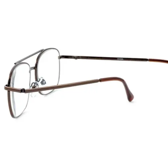 Calabria 8151 Mens Aviator Reading Glasses | Lightweight & Comfortable | Metal Frame | Silicone Nose Pads | 5.25 x 1.6 | Brown | +1.50 image {3}