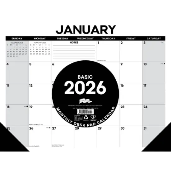 Willow Creek Press 22"x17" 2026 Basic Large Monthly Deskpad image {2}
