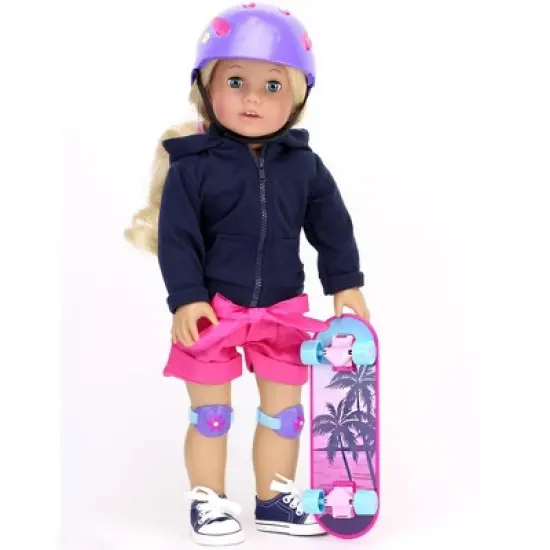 Sophia&rsquo;s Skateboard, Helmet and Knee Pads Set for 18" Dolls, Multicolor image {7}