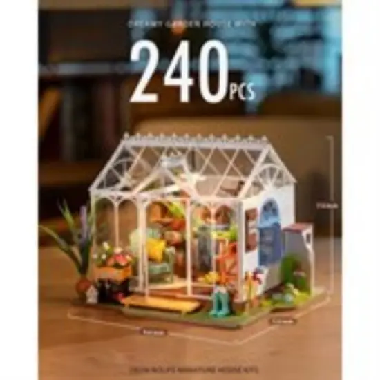 ROBOTIME Dreamy Garden House DIY Miniature House Kit Christmas Birthday Gifts for Boys & Girls, Multicolored, 9.6"*7.5"*7.5" image {3}