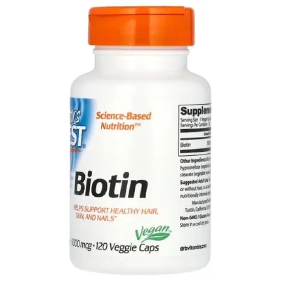 Doctor's Best Biotin, 5,000 mcg,  120 Veggie Caps image {2}