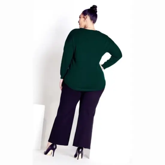 Women's Plus Size Tully Curved Hem Sweater - green moss | AVENUE image {3}