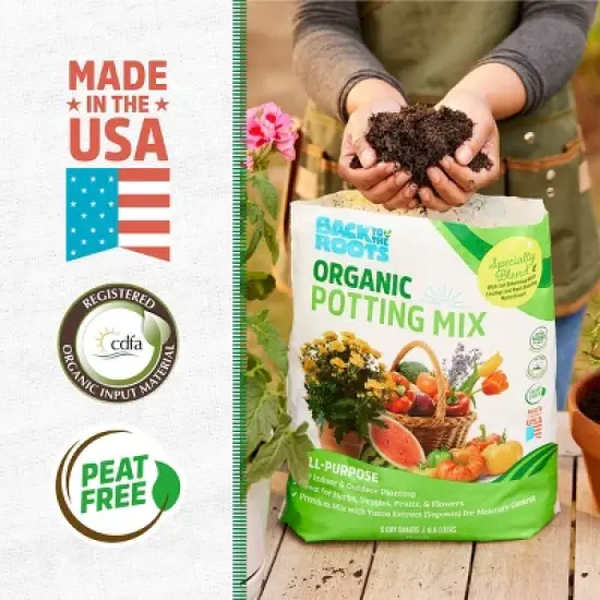 Back to the Roots 6qt Organic Potting Mix All Purpose: OMRI Certified, for Patio & Garden image {3}