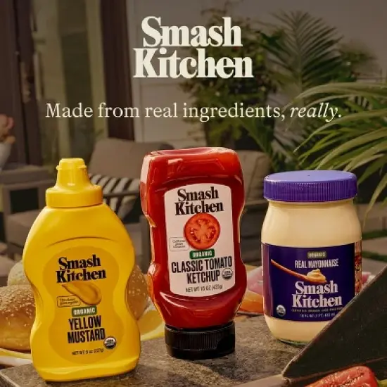 Smash Kitchen Organic Yellow Mustard, 20 oz Bottle, Pack of 2 image {2}