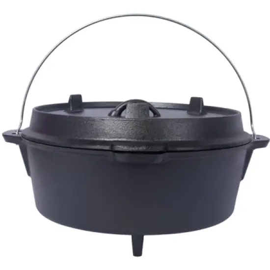 SEVOBAL Grill Cookware Outdoor Camping Pot with Skillet Lid for Versatile Campfire Cooking Use Area, Black, 13.7"*13.7"*8.1" image {5}