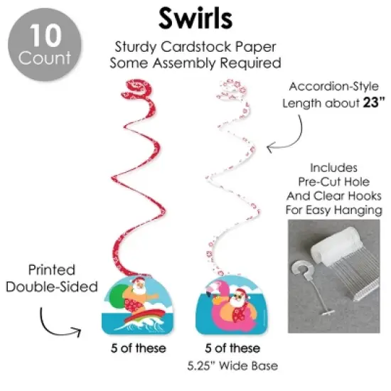 Big Dot of Happiness Tropical Christmas - Beach Santa Holiday Party Supplies Decoration Kit - Decor Galore Party Pack - 51 Pieces image {4}