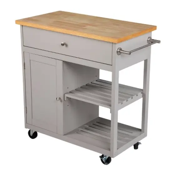 Lostry Kitchen Island with Storage Gray/Natural - Aiden Lane image {3}