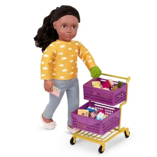 Our Generation At the Market Shopping Cart Purple & Yellow Accessory Set for 18" Dolls image {1}