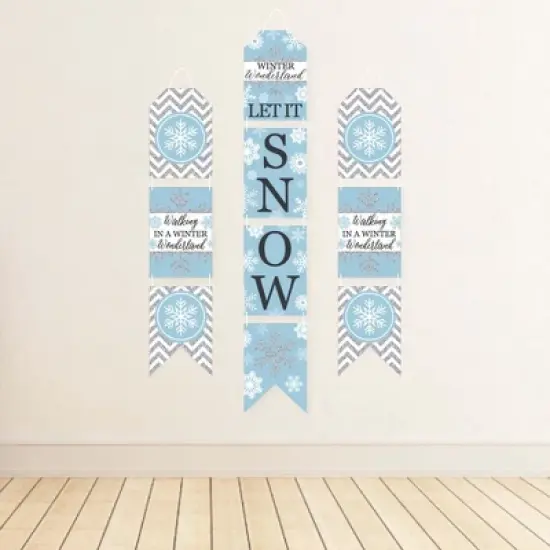 Big Dot of Happiness Winter Wonderland - Hanging Vertical Paper Door Banners - Snowflake Holiday Party & Winter Wedding Wall Kit - Indoor Door Decor image {2}