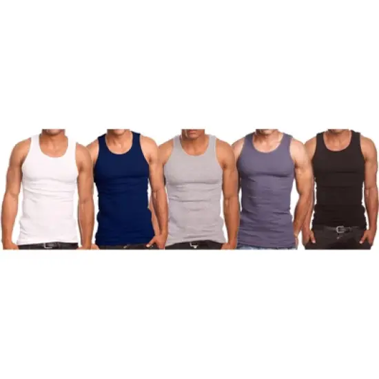 3 Pack PRO 5 Men's A-Shirt Undershirt Cotton Muscle Shirt Pre-Shrunk Tank Top image {1}