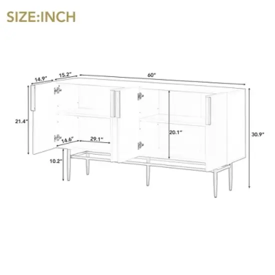 Modern Sideboard, Buffet Cabinet with Metal handles & Legs-ModernLuxe image {3}