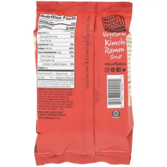 Mike's Mighty Good Vegetarian Kimchi Ramen Soup - Case of 7/2.3 oz image {2}
