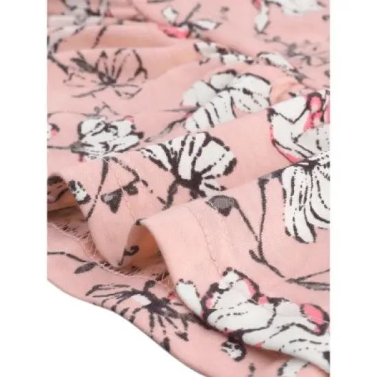 Agnes Orinda Womens Plus Size Loungewear Floral Elastic Waist Short Sleeve Pajamas Set image {4}