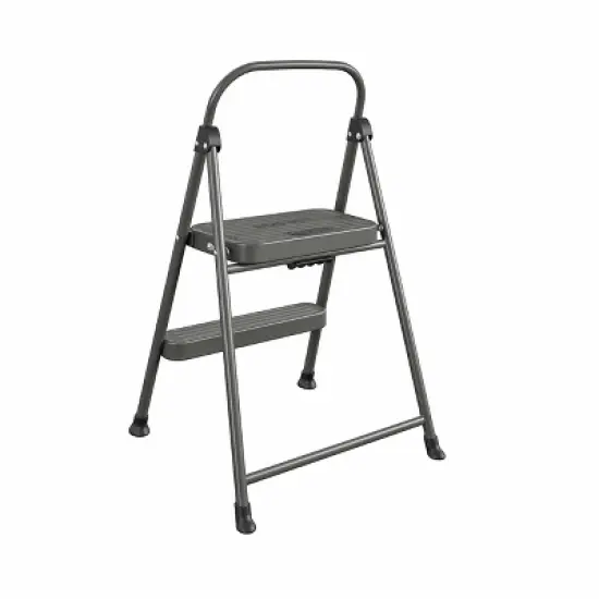 Cosco 2 Step All Steel Step Stool: Dark Gray, 225 lb Capacity, No Assembly, Kitchen Stepper for Adults image {9}