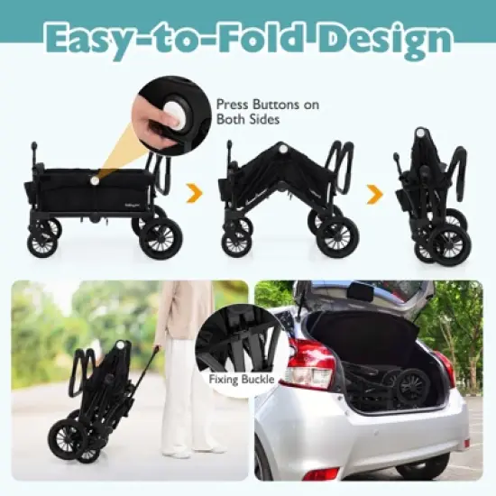 Infans Wagon Stroller for 2 Kids Push Pull Double Stroller with Adjustable Handle image {5}