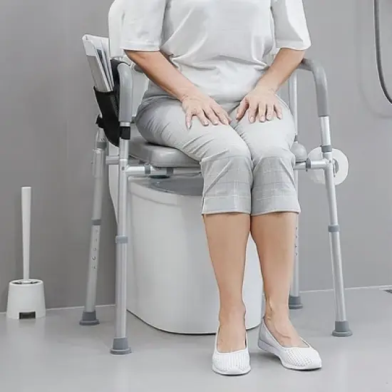 Raised Toilet Seat With Armrests Padded Seat, Adjustable Height Toilet Seat Risers, 300lbs Elevated Toilet Seat For Elderly Disabled Handicap image {4}