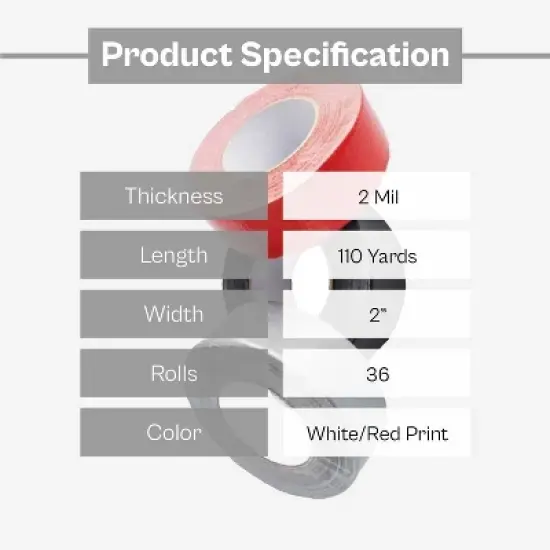 PSBM 36 Rolls 2" x 110 Yds, 2 Mil Fragile Marking Packing Tape "Handle with Care" image {1}
