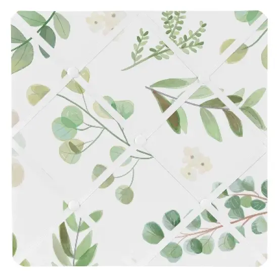 Sweet Jojo Designs Girl Fabric Photo Memo Board Botanical Leaf Green and White image {3}