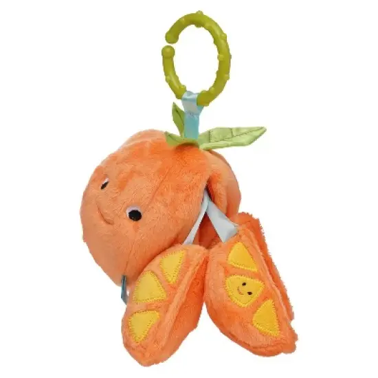 Manhattan Toy Mini-Apple Farm Orange Baby Travel Toy with Rattle, Squeaker, Crinkle Fabric & Teether Clip-on Attachment image {3}