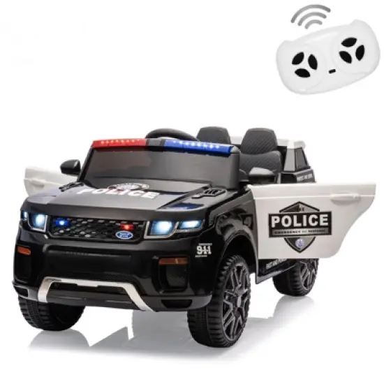 Electric Police Car for Kids,12V 4.5AH Battery Powered Kids Ride on Toy with Remote Control, Flashing Lights and Music image {7}