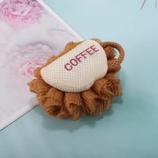Unique Bargains Coffee Cup Shape Bath Sponge Brown Beige 1 Pc image {5}